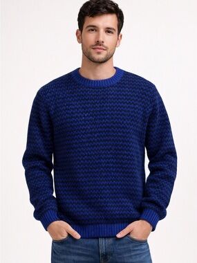 5/$15 Forever 21 Blue and Black knit Striped Sweater size small unisex cotton